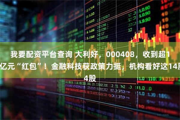 我要配资平台查询 大利好，000408，收到超15亿元“红包”！金融科技获政策力挺，机构看好这14股
