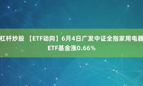 杠杆炒股 【ETF动向】6月4日广发中证全指家用电器ETF基金涨0.66%