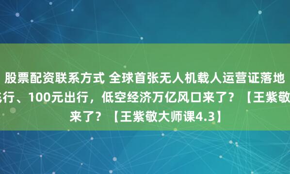 股票配资联系方式 全球首张无人机载人运营证落地！10分钟飞行、100元出行，低空经济万亿风口来了？【王紫敬大师课4.3】